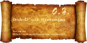 Ondrásik Hieronima névjegykártya